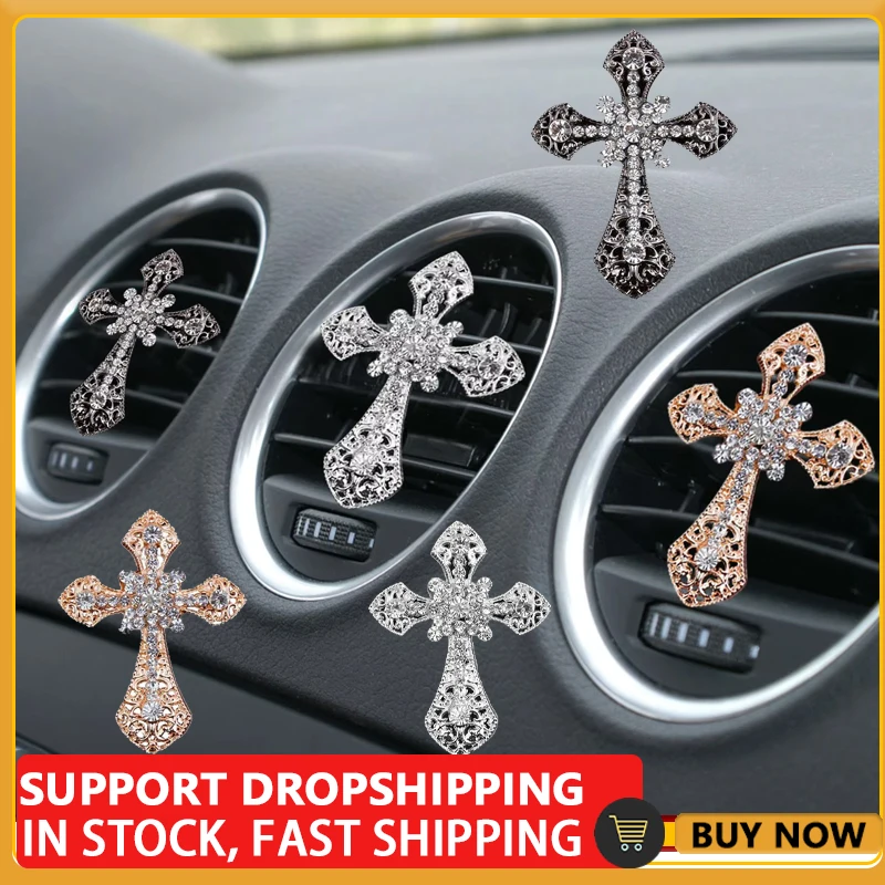 Car Air Fresheners Vent Clips Cross Car Perfume Clip Vent Freshener Aroma Diffuser Decor Bling Car 1005004401703193