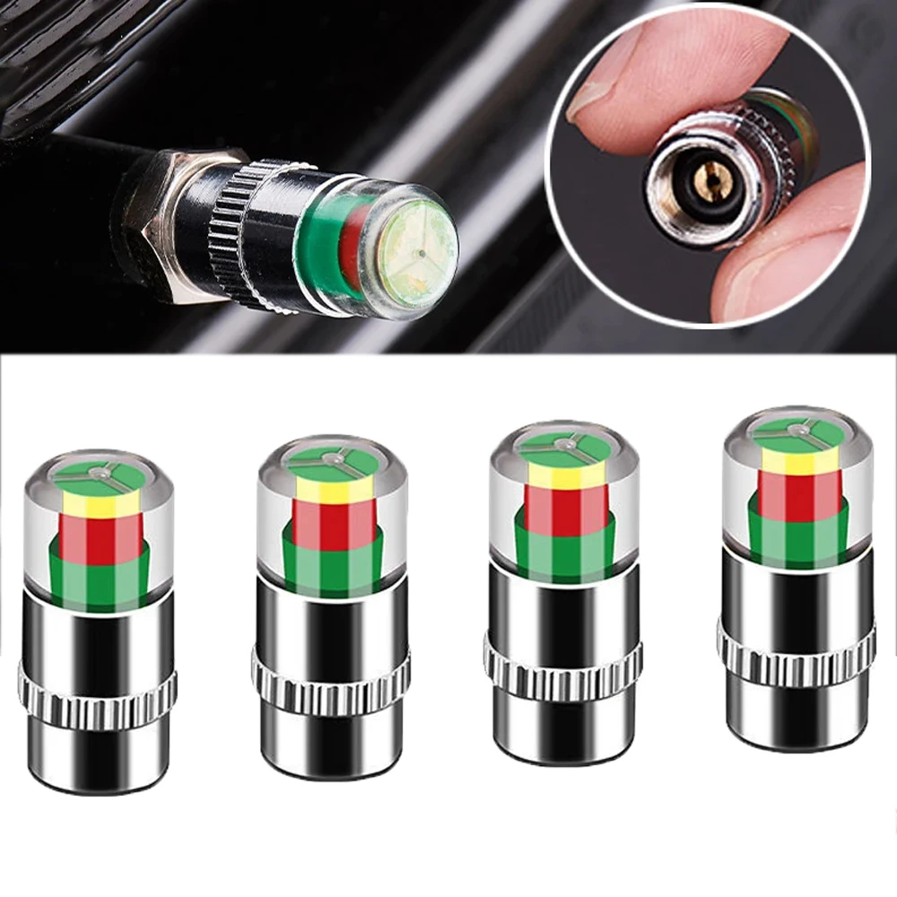 Cars Tire Air Pressure Monitor Alert 4Pcs/Set Indicator Valve Cap Gauge Car Accessories Tyre Caps 1005005621713842