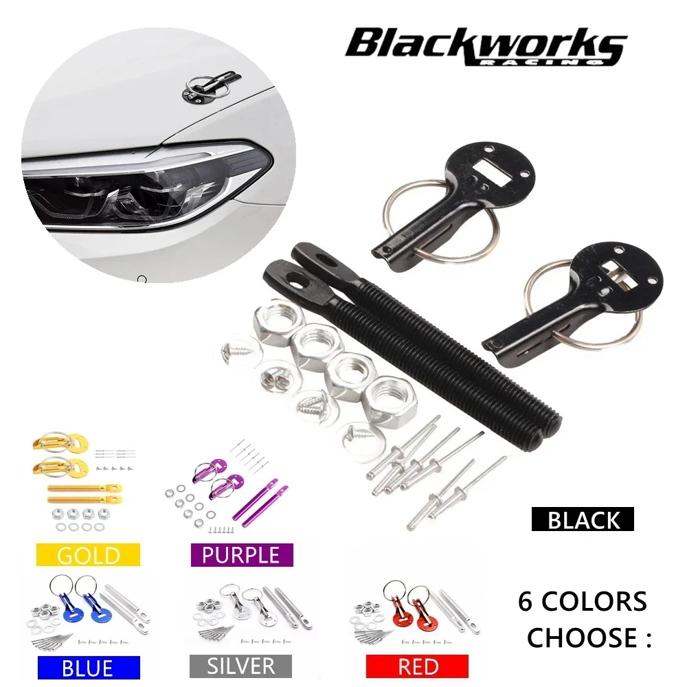 Universal Aluminum Alloy Mount Hood Pin Bonnet Lock Kit Car Tunning Down Latch Pins Vehicle 1005007169040357