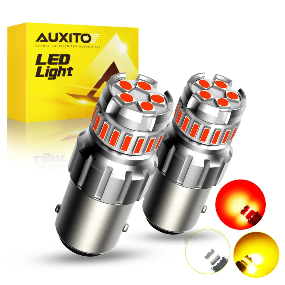 AUXITO 2Pcs P21W BA15S LED Red 1156 7506 BAY15D 1157 P21/5W Bulbs Car Lights White Yellow Brake 1005007462922423