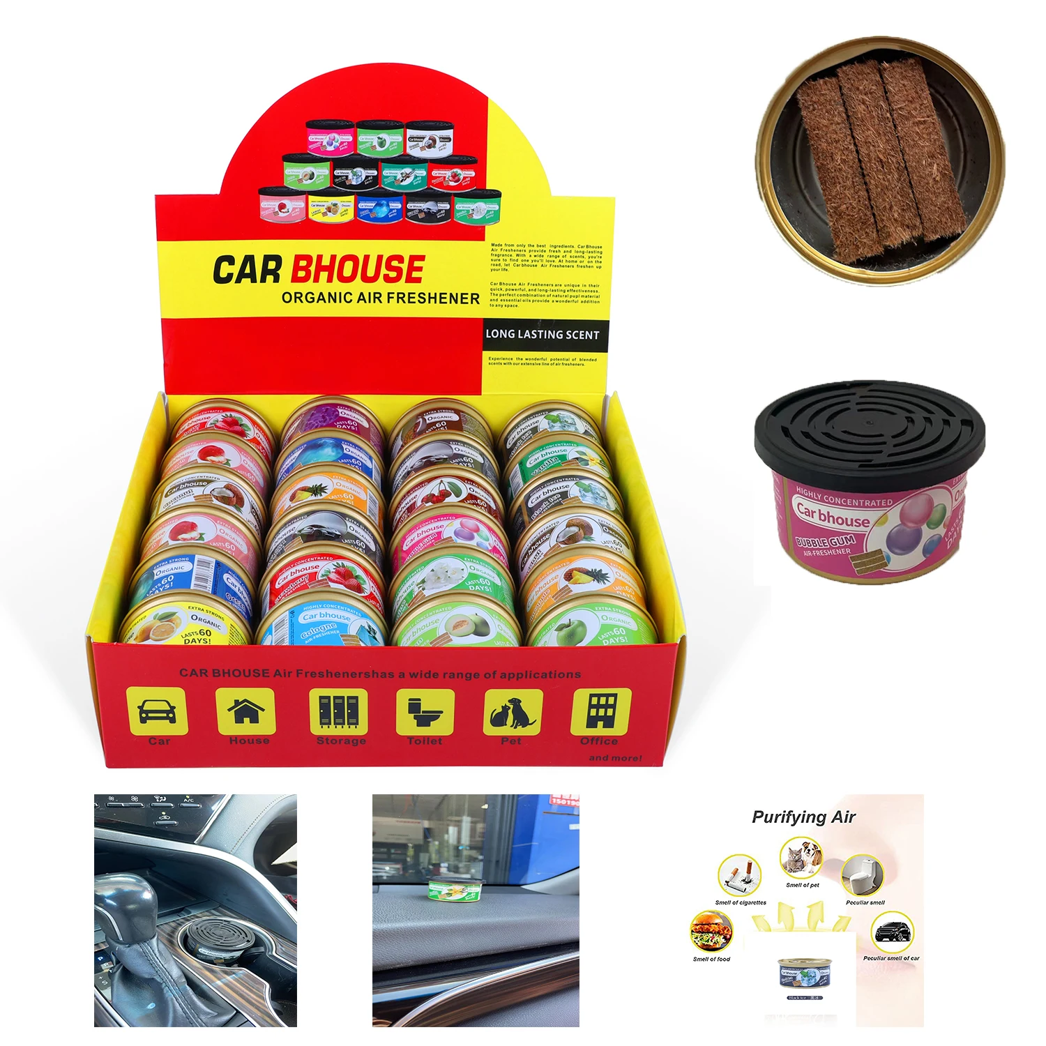 Car Air Fresheners: Lemon Scent, Organic Cans, Odor Eliminator Essential, Long-Lasting 1005007740660906