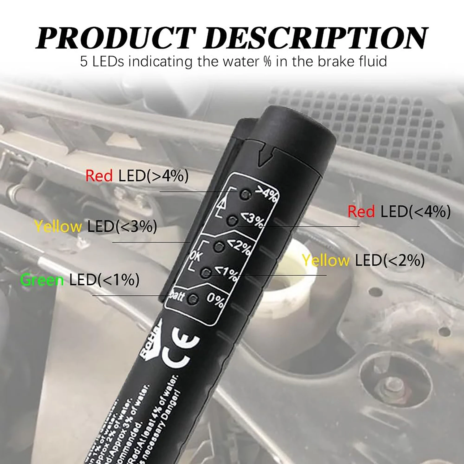 Brake Fluid Tester Hydraulic Oil Moisture Analyzer Automatic Diagnostic Test Tool with 5 LED 1005007981271928