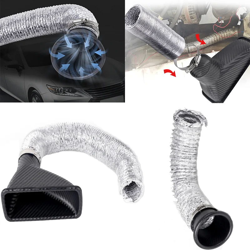 Car Universal Cold Air Intake Pipe Kit for Front Bumper ABS Plastic Turbo Funnel Inlet Brake 1005008069650715