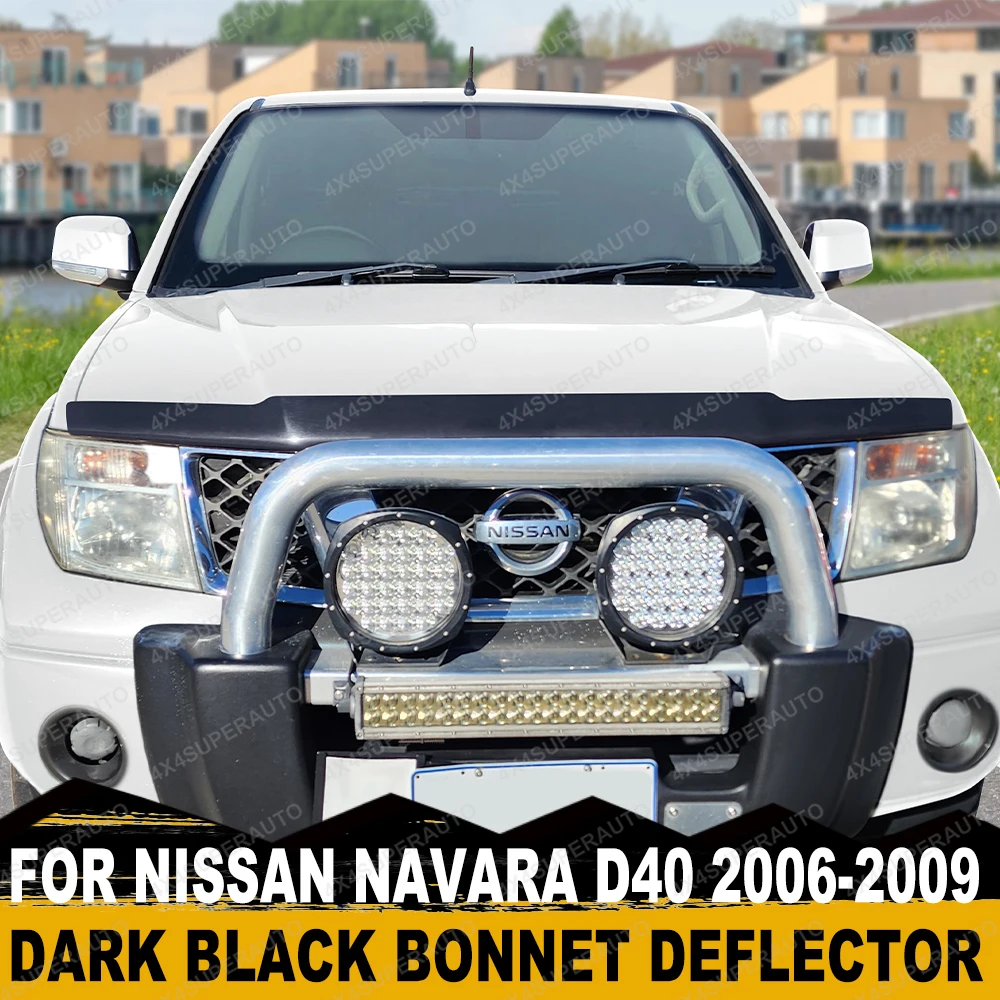 Dark Black Bonnet Guard Hood Deflector for Nissan Navara D40 2006 2007 2008 2009 Front Bug Shield 1005008407069711