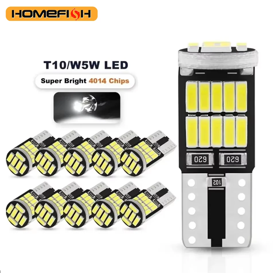 W5W T10 Led Bulbs Canbus 4014 SMD 6000K 168 194 5w5 Car Interior Dome Reading License Plate (10PCS) 1005009016079307