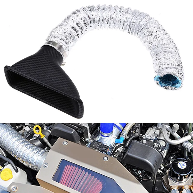 Universal Car Air Intake System Kit Front Bumper Turbo Inlet Pipe ABS Carbon Fiber Look 1005009665768747