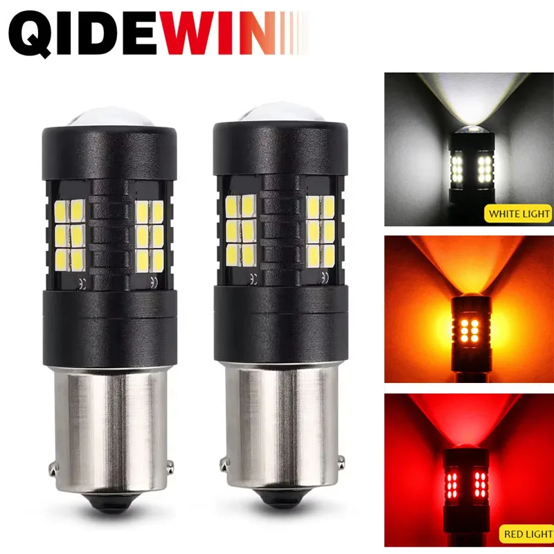 Car Led Light Bulbs 1156 BA15S BAU15S P21W 1157 BAY15D Auto Reversing Lamp Red White Amber (2pcs) 1005010398584022