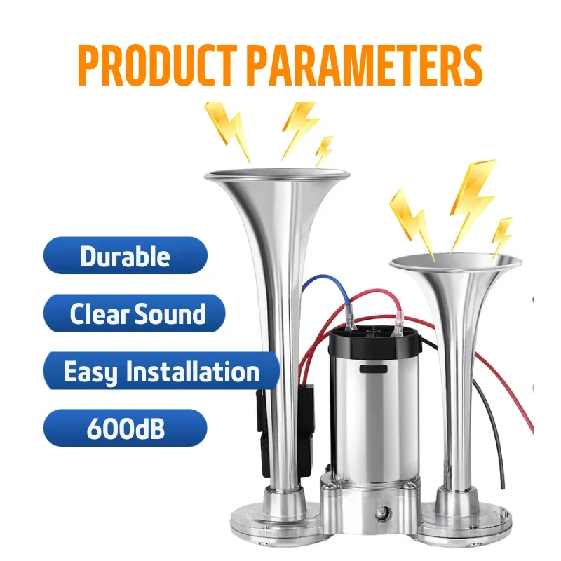 600db Dual Horn Super Loud Electric Car Air Suitable for Cars, Boats Trucks Speaker (12V) 1005010595560447