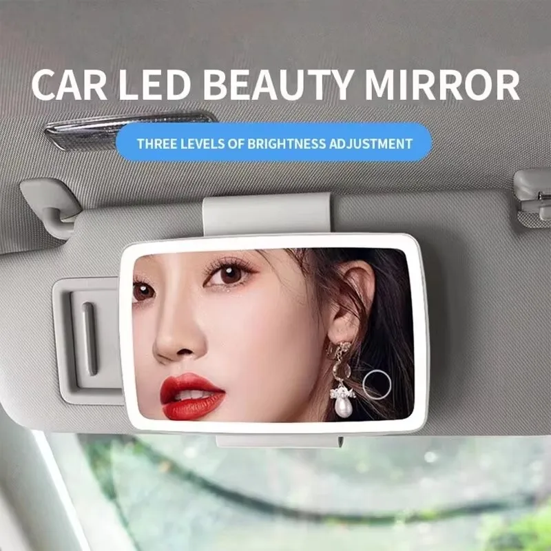 Car Interior Accessories Auto Visor Three Adjustable Gears Makeup Mirror with Led Lights for Girls 1005010672703614