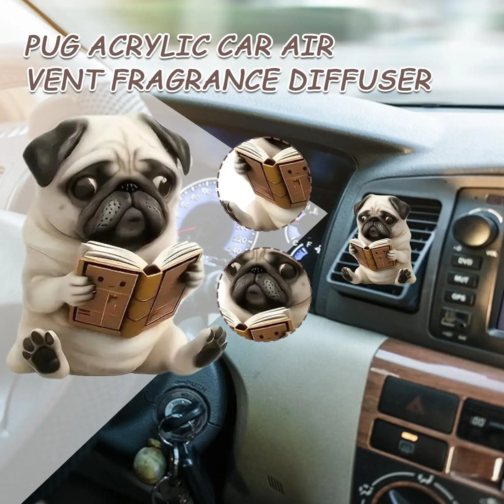 Car Air Freshener Vent Clip Clips Pug Fragrance Diffuser Vehicle Accessories Cute Decor Odor 1005011797097232