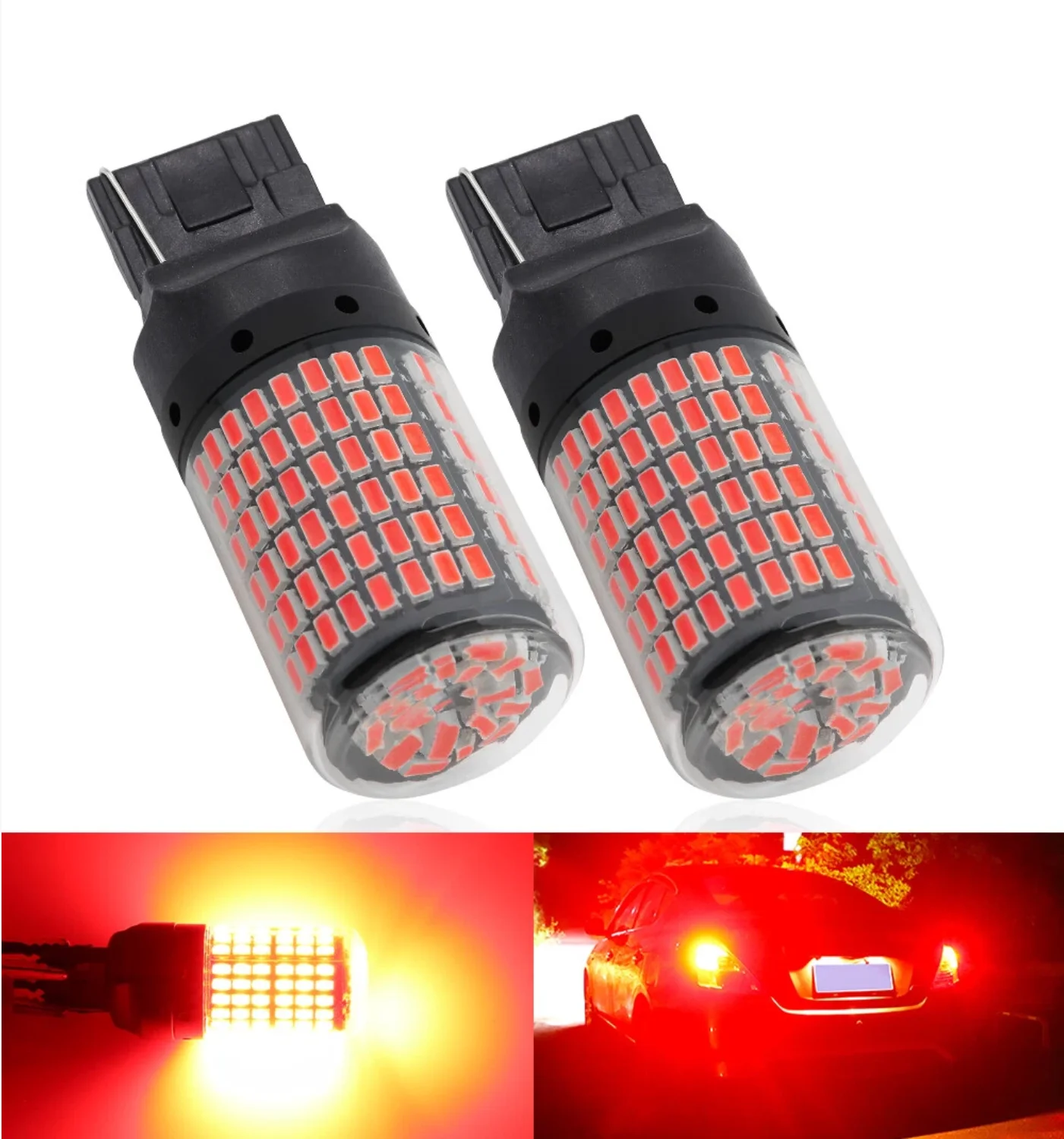 2X Red 7440 T20 LED 144SMD Canbus Car Backup Lamp Brake Parking Tail Light Bulbs 1005012006806423