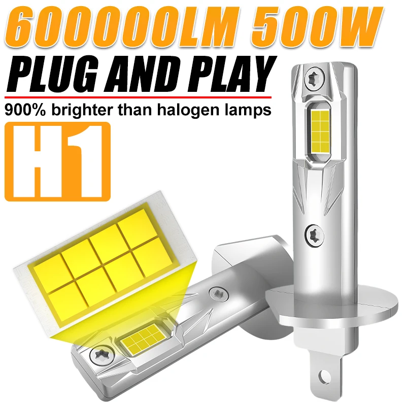H1 LED Headlight Bulb CANBUS 600000LM Super Bright Fog Lights for Automobile Mini Wireless Lamp 1005012312624682