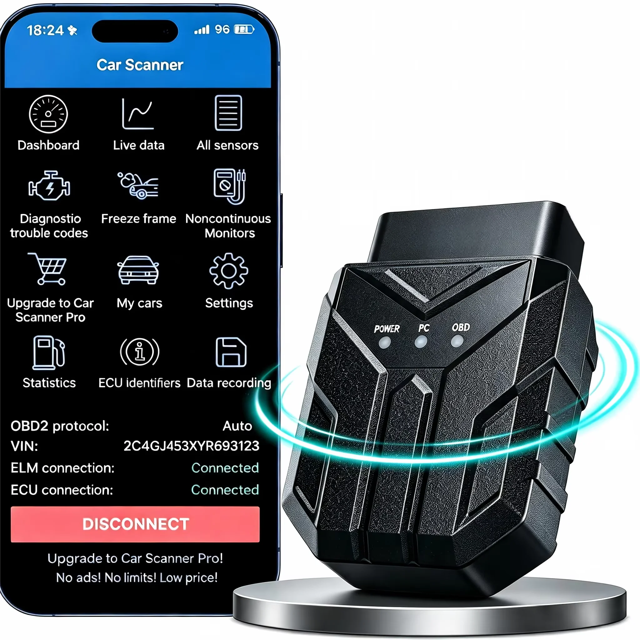 Latest Mini Bluetooth OBD2 Car Diagnostic Scanner. Reads & Clears Trouble Codes. Fits Most 1996 1005013012600880