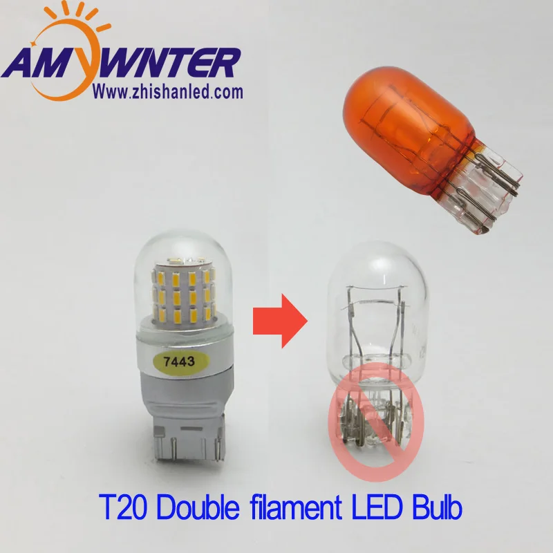 T20 7443 Led Dual Light Function 7440 Single Amber Yellow White Car Brake Bulbs Red 32677824092