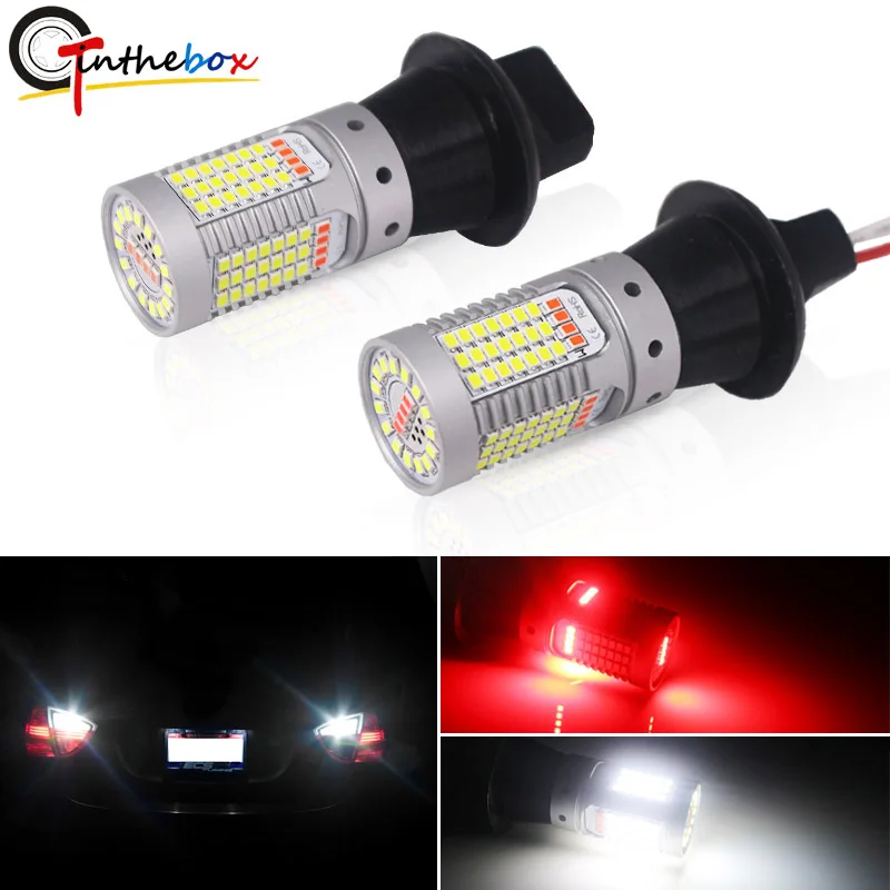 Car 1156 LED White/Red Dual-Color Canbus P21W BA15S 7506 Bulbs for Backup Reverse Lights & Rear Fog 33055233938